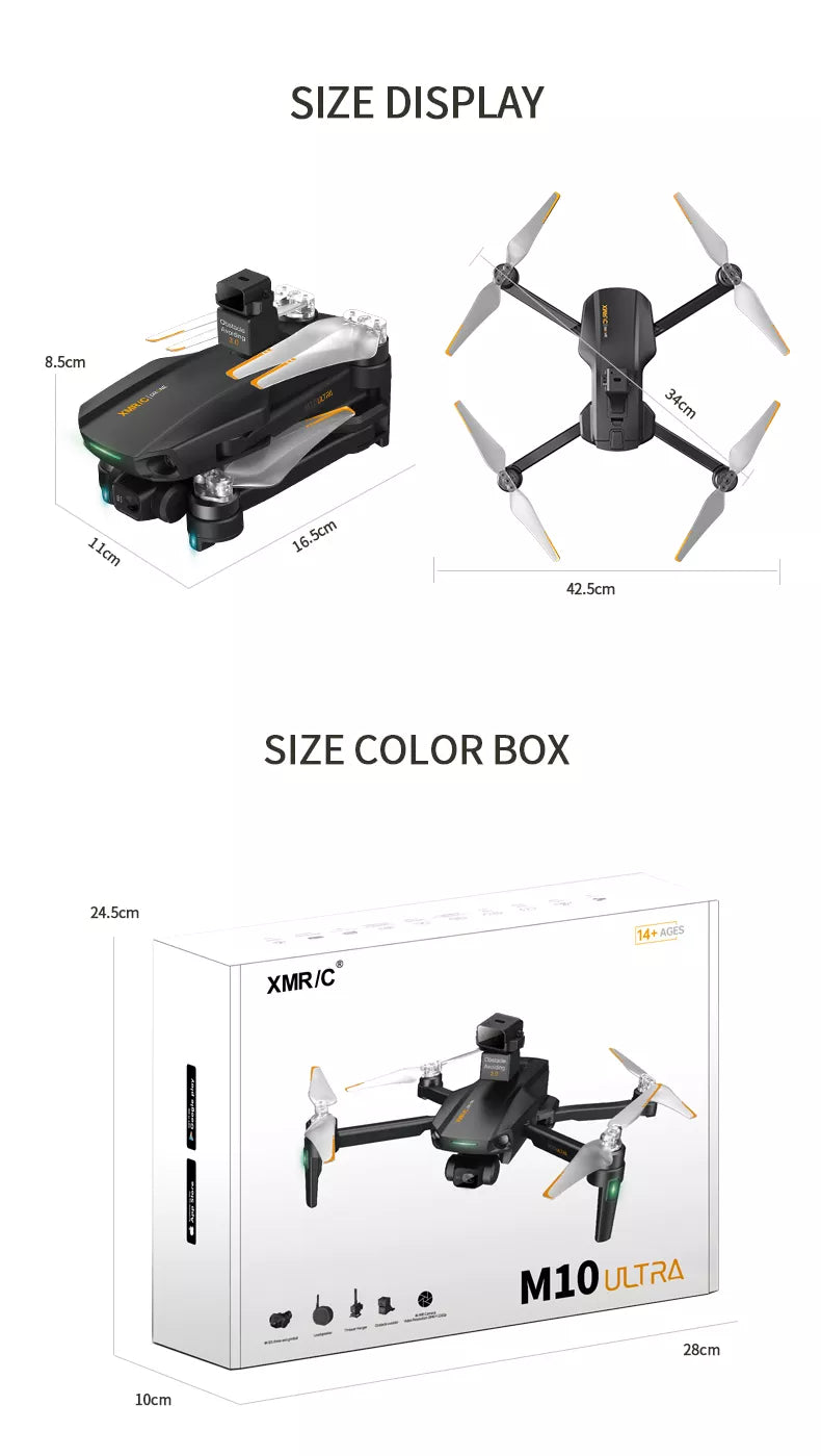 M10 Ultra Drone 4K HD Profesional GPS 3-Axis EIS Wifi Quadcopter 5KM Distance 800M Brushless Professional Camera Drone 15 M10 Ultra Drone 4K HD Prof