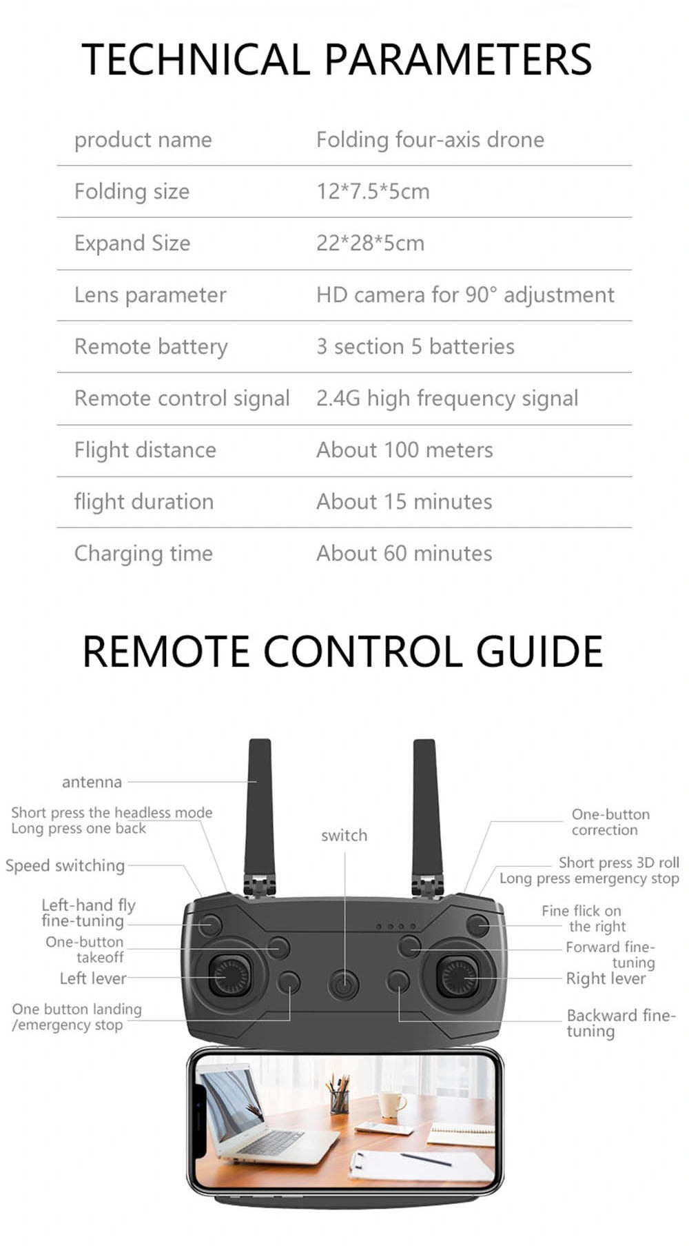 e58 drone parameters remote control guide