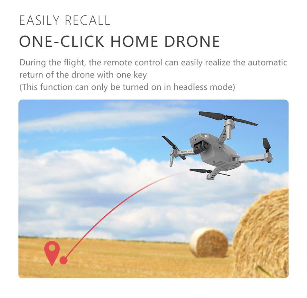 E88 Drone WiFi Fpv Mini Drone with Dual 4K HD Camera Wide-Angle Lens Mini Drone 23 E88 Drone, the remote control can easily realize the automatic return of the drone with one