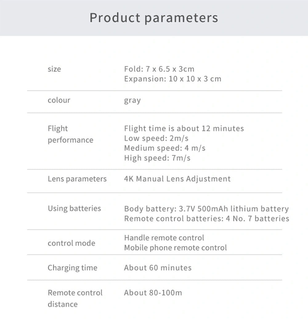 KY905 Mini Drone, 4k manual lens adjustment batteries body battery: 3.7v 500m