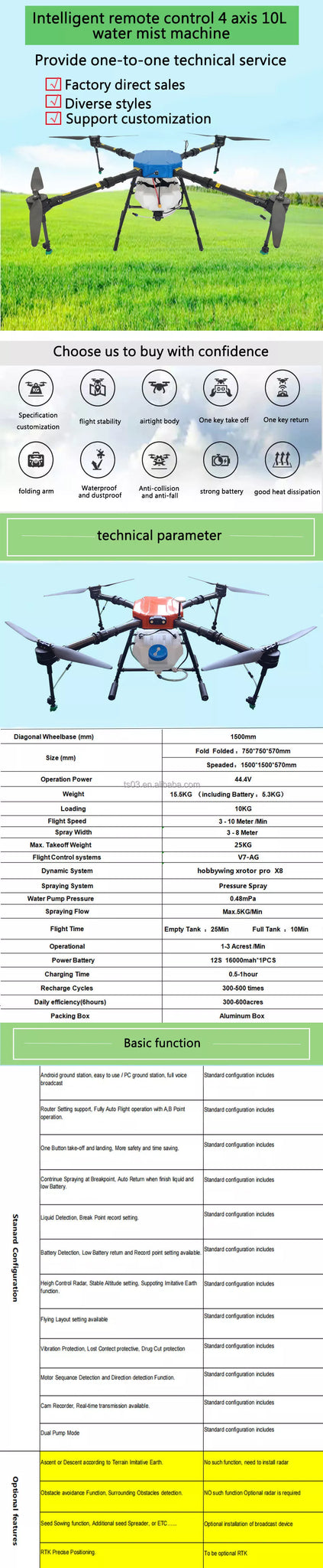 FNY-10 10L Agriculture Drone, edmunds is a leading global manufacturer of water mist machines .