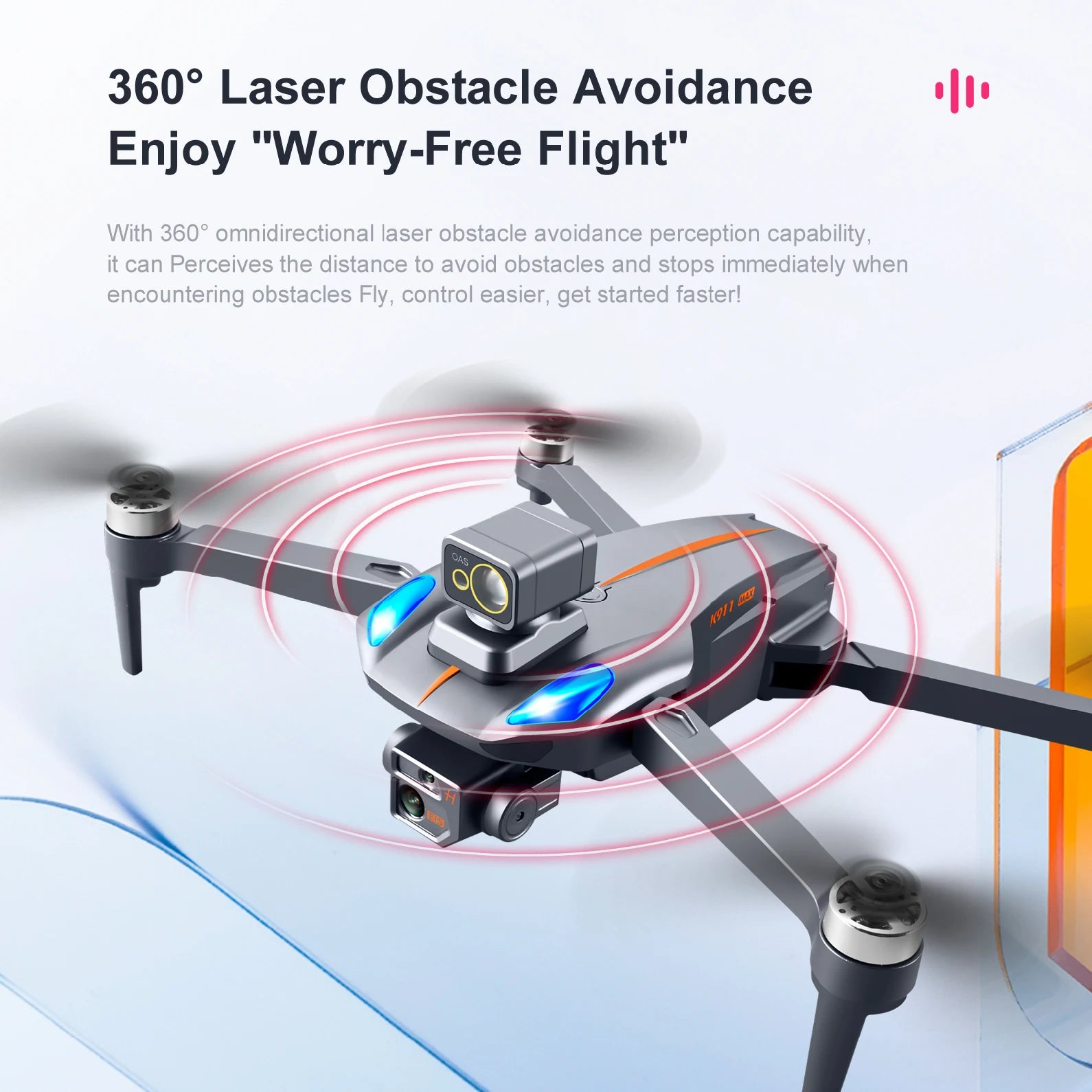 K911 max 8K HD Dual Camera Drone with Smart 360-Degree Laser Obstacle Avoidance Professional Camera Drone 10 K911 max 8K HD Dual Camera Drone, 3600 omnidirectional laser obstacle avoidance perception . it can Perceive the distance