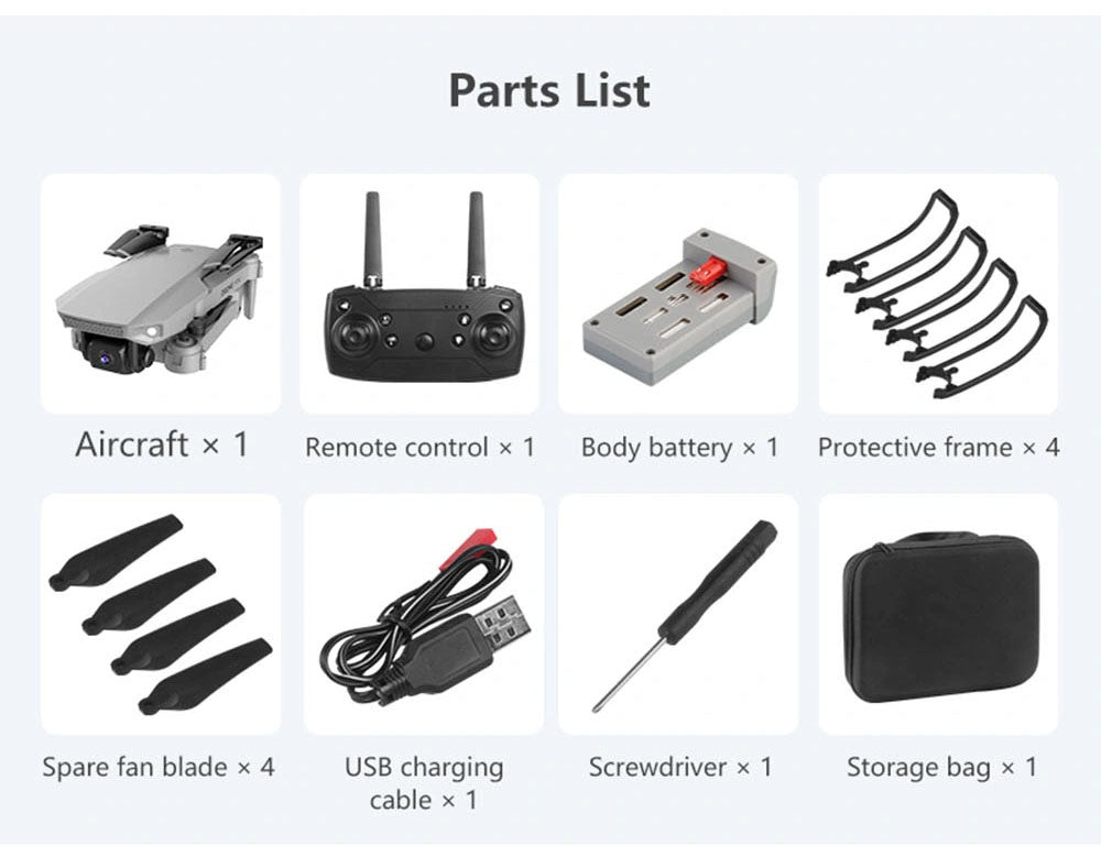 e88 drone parts list