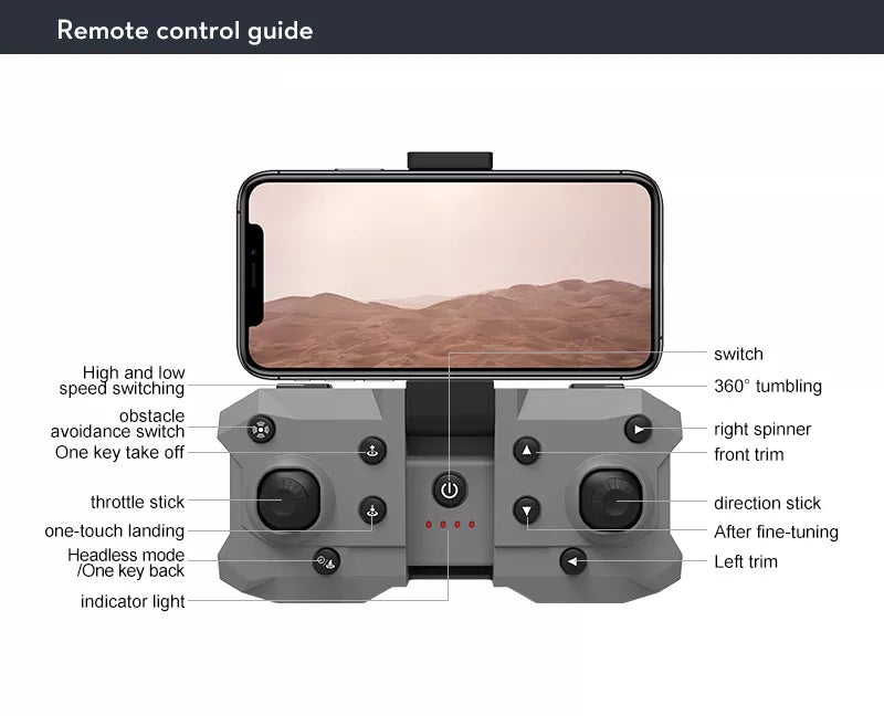 K6 Drone With Camera 4K HD Four Side 360 Obstacle Avoidance UAV Quadcopter Mini Drone 23 K6 Drone, remote control guide switch and iow speeat switching 360"
