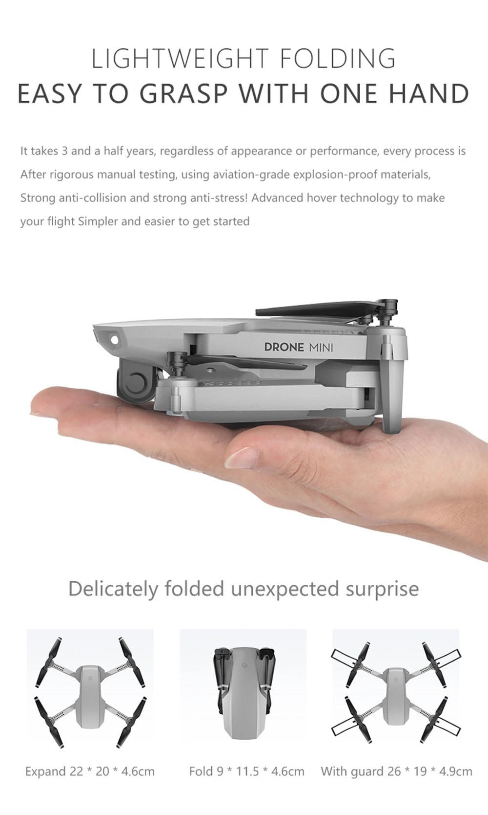 e88 pro drone light weight folding easy to grasp with one hand