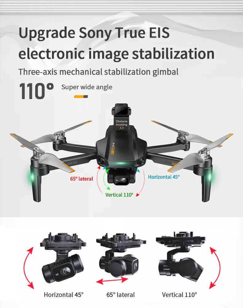M10 Ultra Drone 4K HD Profesional GPS 3-Axis EIS Wifi Quadcopter 5KM Distance 800M Brushless Professional Camera Drone 9 M10 Ultra Drone, Sony True EIS electronic image stabilization gimbal 1108 Super wide angle Obstaci