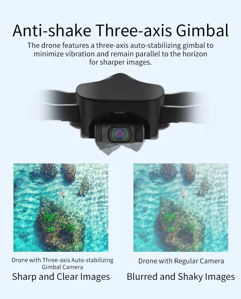 JJRC X12 Drone, drone features a three-axis auto-stabilizing gimbal to minimize vibration