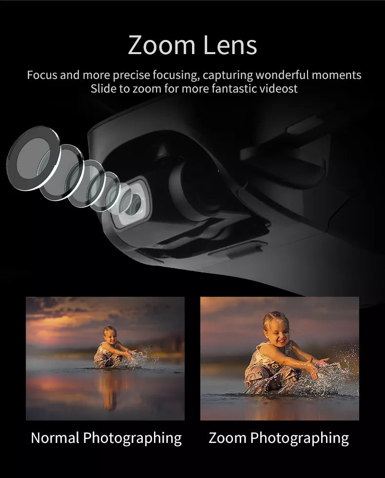 JJRC X12 Drone, Zoom Lens Focus and more precise focusing, capturing wonderful moments Slide to zoom for more fantastic