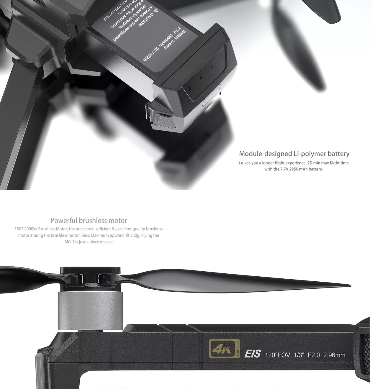 MJX MG-1 Drone, aRI EIS 120'FOV 1/3" F2.0 2.96mm 'ou