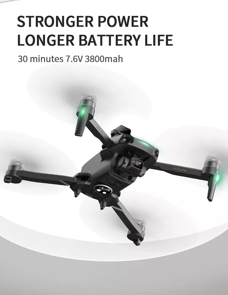 M10 Ultra Drone 4K HD Profesional GPS 3-Axis EIS Wifi Quadcopter 5KM Distance 800M Brushless Professional Camera Drone 11 M10 Ultra Drone, STRONGER POWER LONGER BATTERY LIFE 30 minutes 7.6V