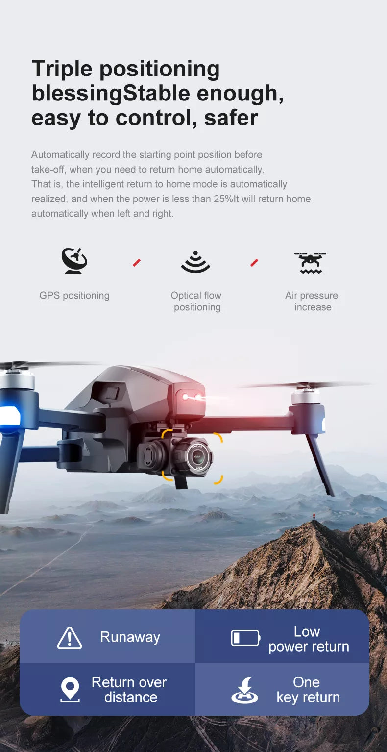 4DRC M1 Pro 2 drone, return to home mode automatically realized when power is less than 25%lt