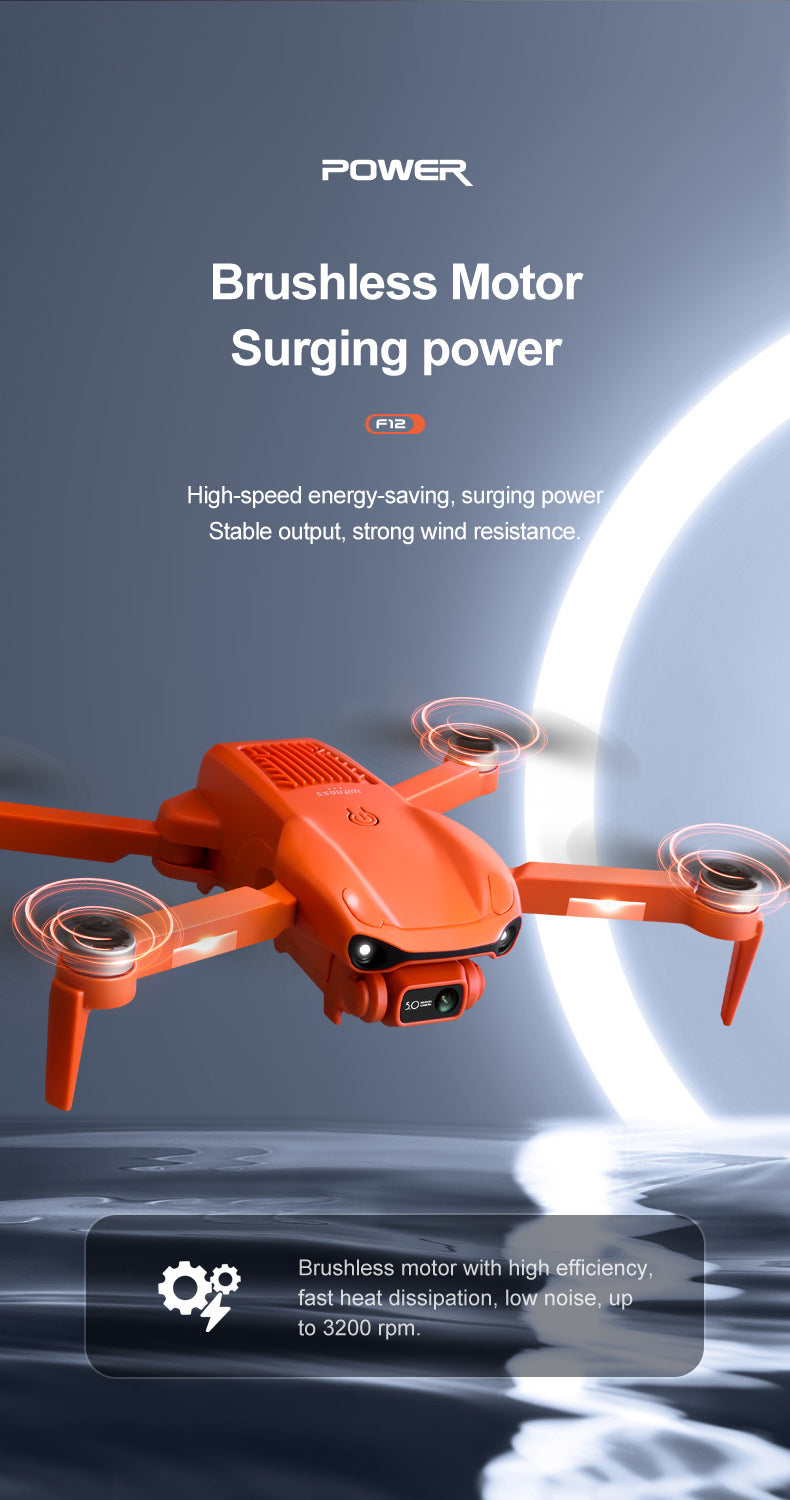 F12 Drone, power brushless motor with high efficiency, fast heat dissip