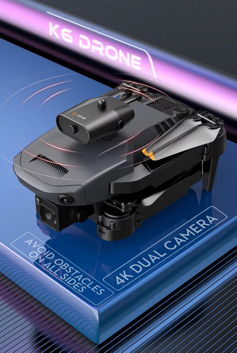 K6 Drone With Camera 4K HD Four Side 360 Obstacle Avoidance UAV Quadcopter Mini Drone 9 K6 Drone, headless mode: completely solve the problem of pilot misalignment