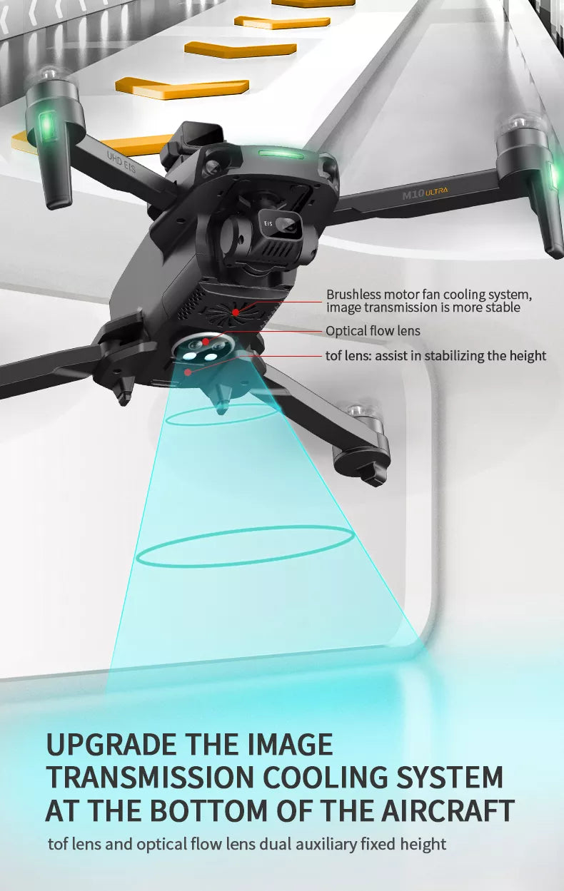M10 Ultra Drone 4K HD Profesional GPS 3-Axis EIS Wifi Quadcopter 5KM Distance 800M Brushless Professional Camera Drone 13 M10 Ultra Drone, image transmission is more stable Optical flow lens tof lens: assist in stabilizing the