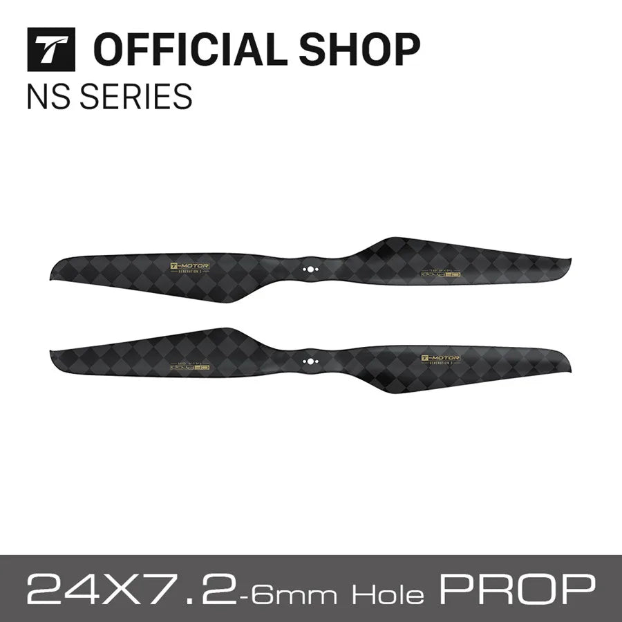 T-motor Multirotor Carbon Fiber 3 Gen 3rd Generation Gen Propellers NS Series NS24X7.2  Light Prop, Longer Flight,6mm/10mm hole