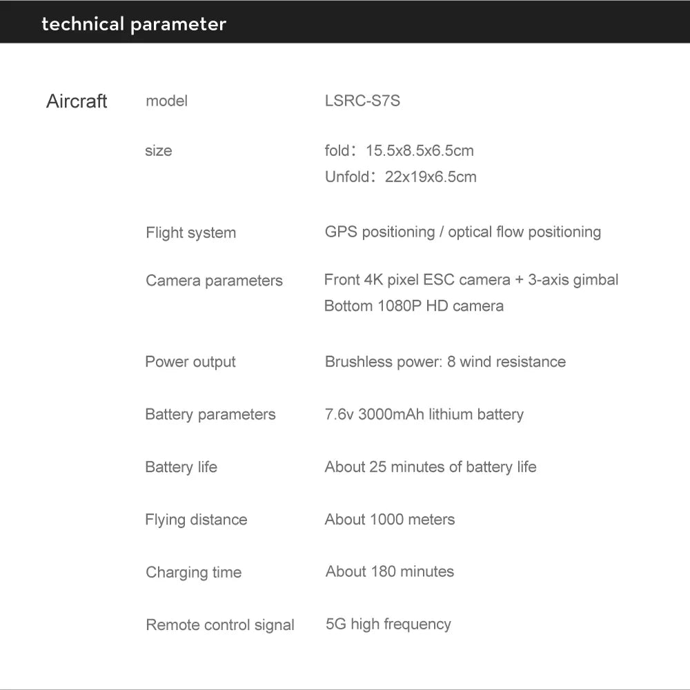LSRC S7S Drone Parameters
