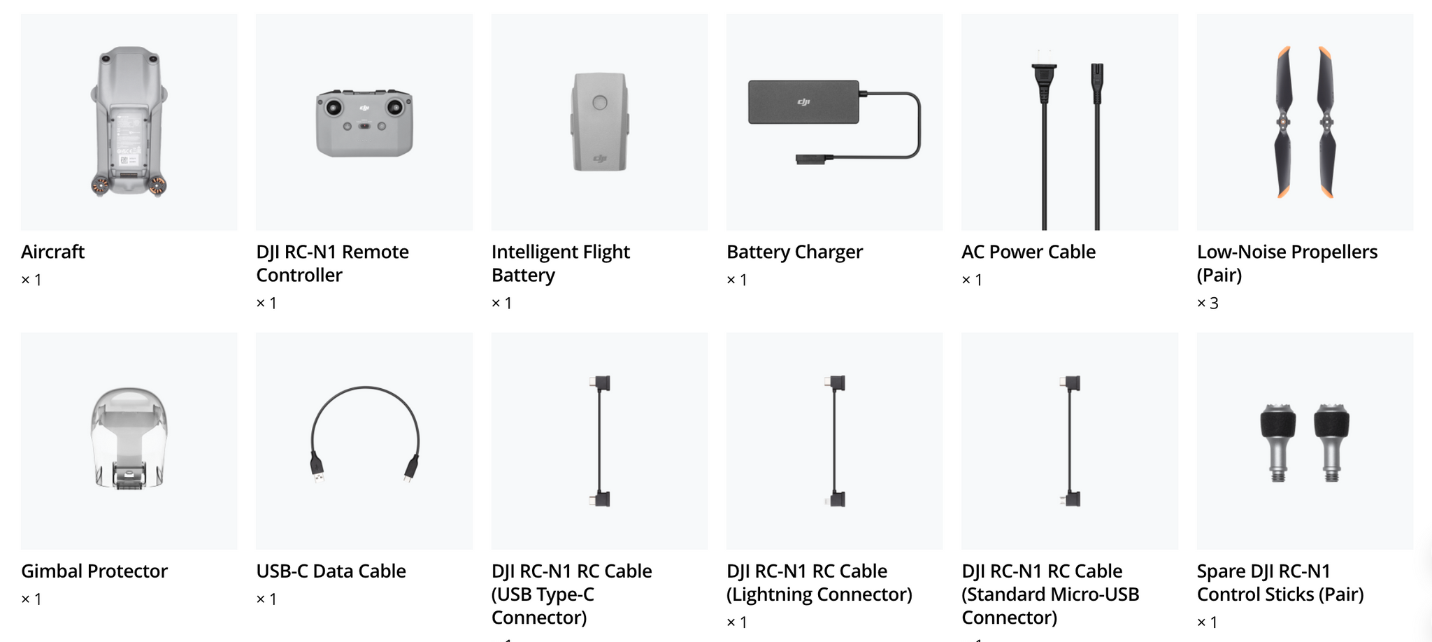 DJI Air 2S, Aircraft DJI RC-N1 Remote Intelligent Flight Battery Charger AC Power Cable Low