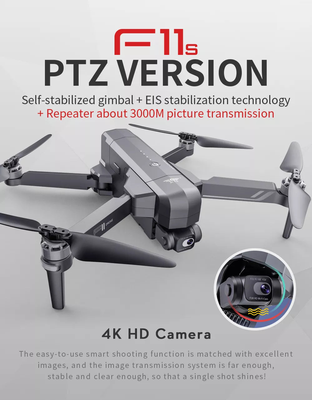 SJRC F11S 4K HD PRO Drone, 4K HD Camera The easy-to-use smart shooting function is matched with excellent images