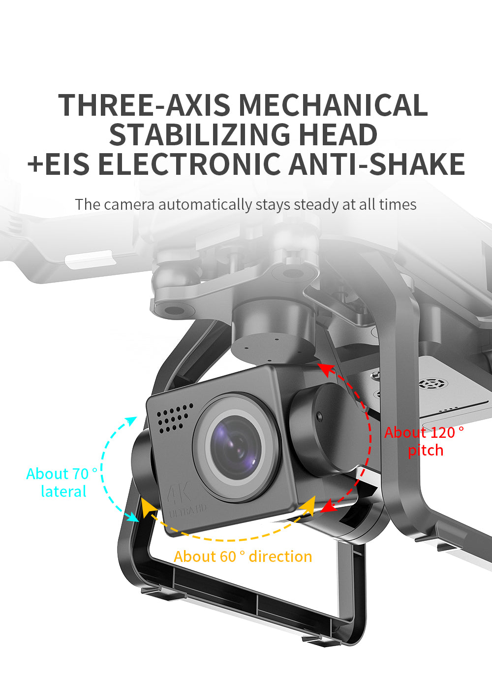 SJRC F7 PRO / F7S Pro Drone, THREE-AXIS MECHANICAL STABILIZING HEAD +E