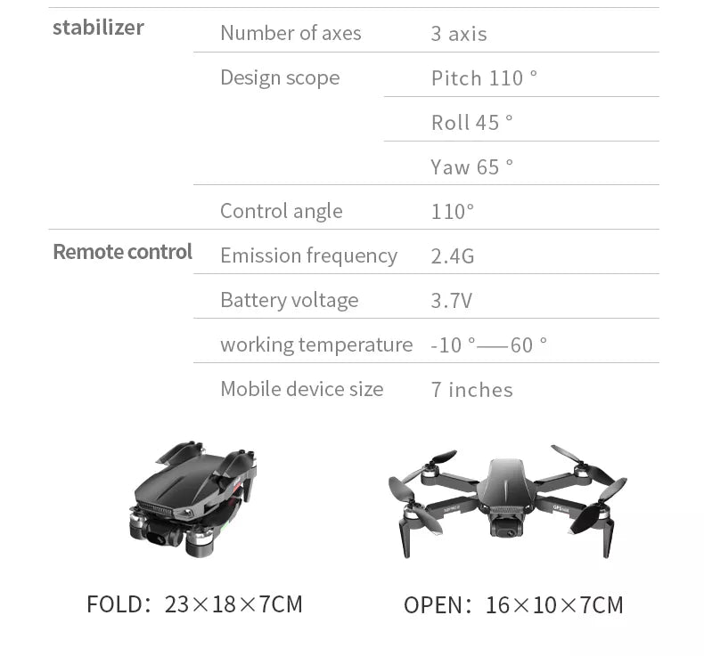 x2 pro3 drone parameters