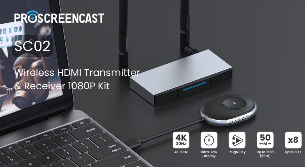 SC02 Wireless Hdmi Transmitter & Receiver Kit Dongle 1080P Kit - ProScreenCast