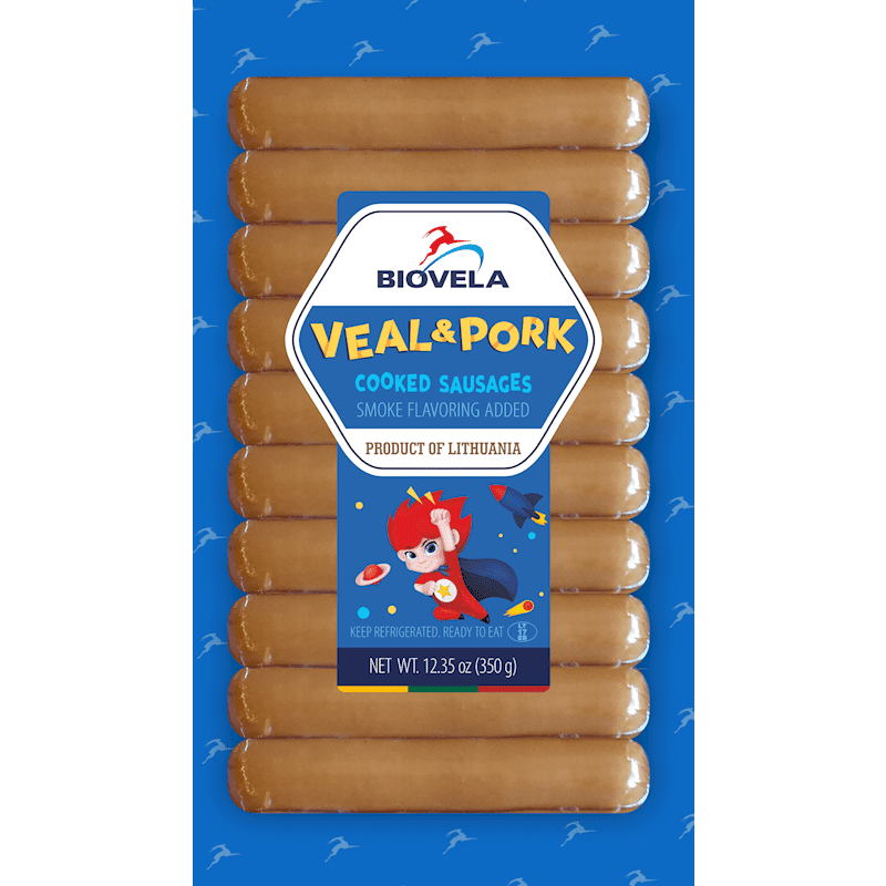 BIOVELA FRANKFURTERS  BEEF&PORK , LITHUANIA, 0.8 LB