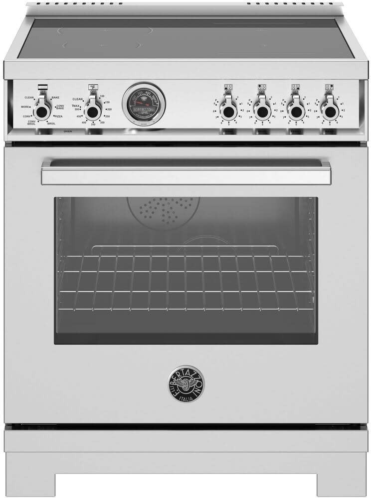 Bertazzoni - 30 inch Induction Range, 4 Heating Zones, Electric Self-Clean Oven - PRO304IFEPXT