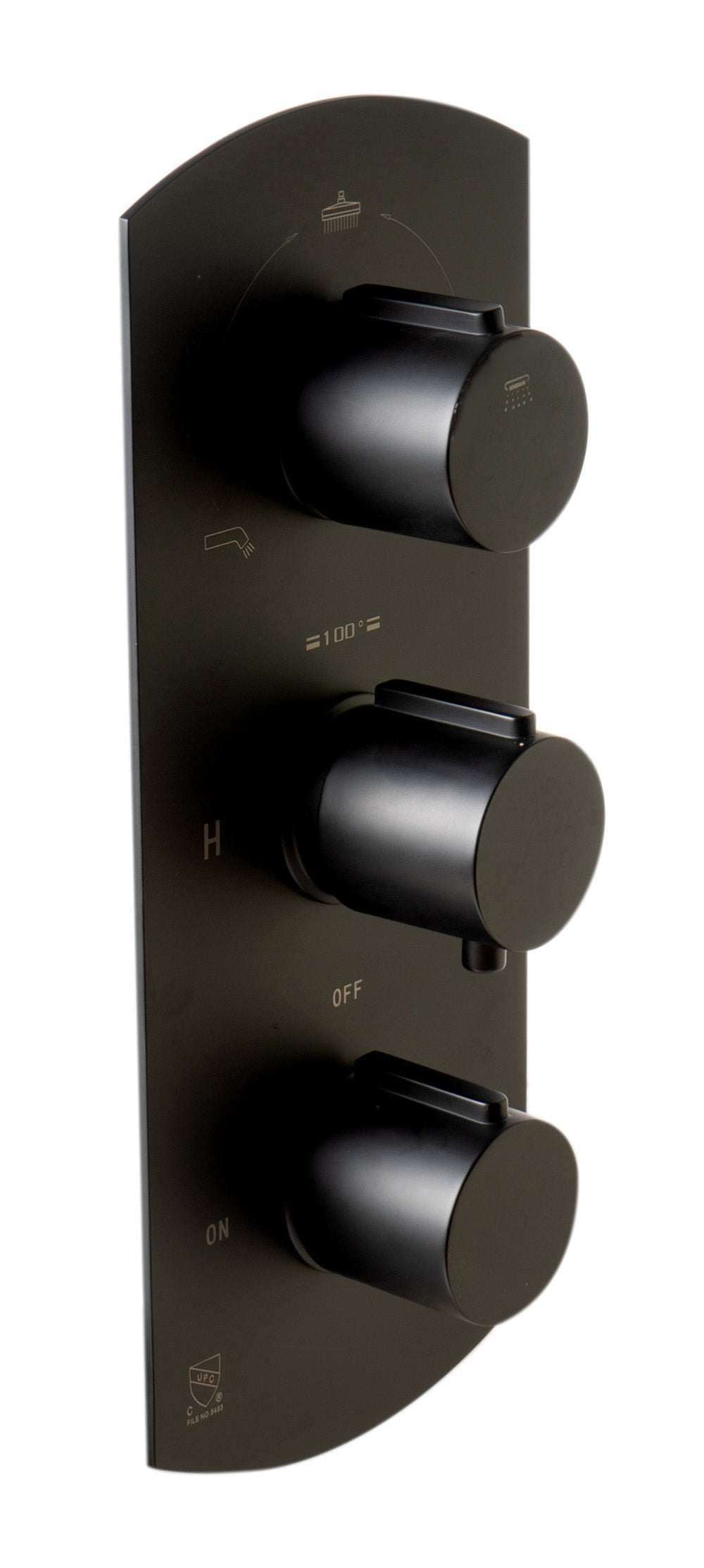 ALFI Brand - Black Matte 3-Way Thermostatic Valve Shower Mixer Round Knobs | AB4001-BM