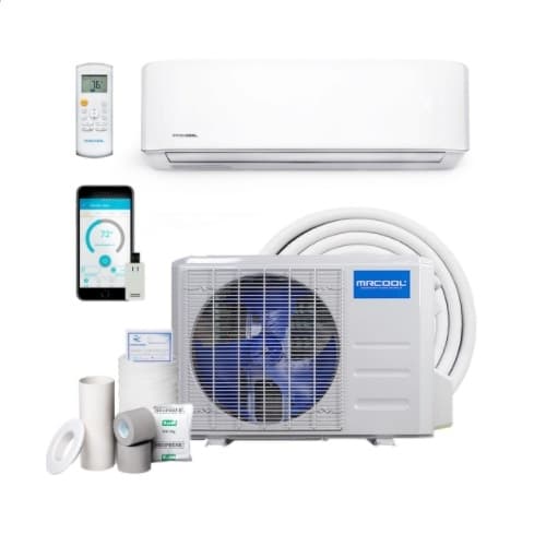 Mr Cool | 12K BTU Heat Pump Condenser & Wall Mount Air handler 115 volt 19 SEER with Enhanced WiFi (Works with Alexa, Works with Google Assistant) and 16ft line set install kit | A-12-HP-115B