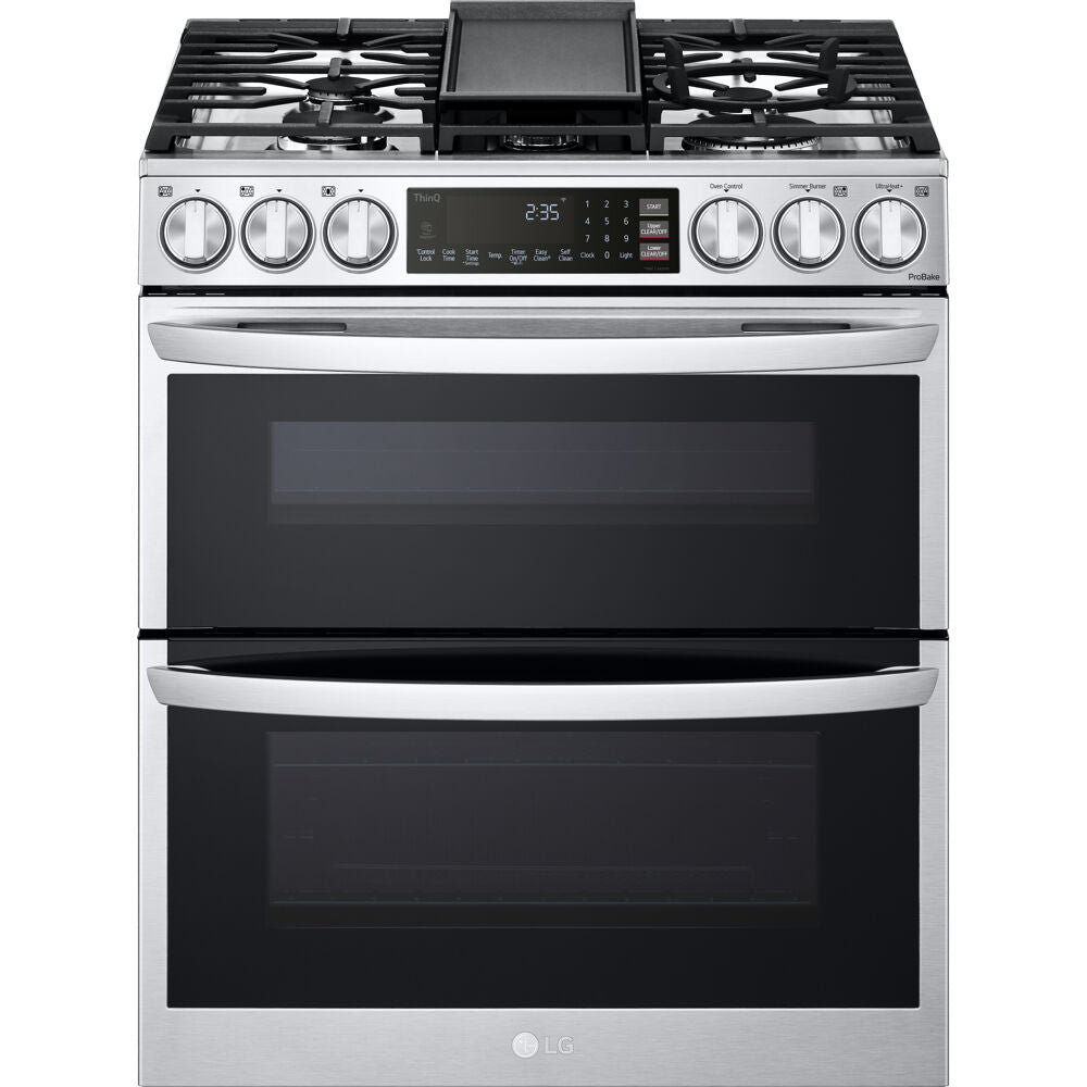 LG - 6.9 CF Smart Gas Double Slide-In, ProBake, Convection, InstaView,Air FryGas Slide-In - LTGL6937F