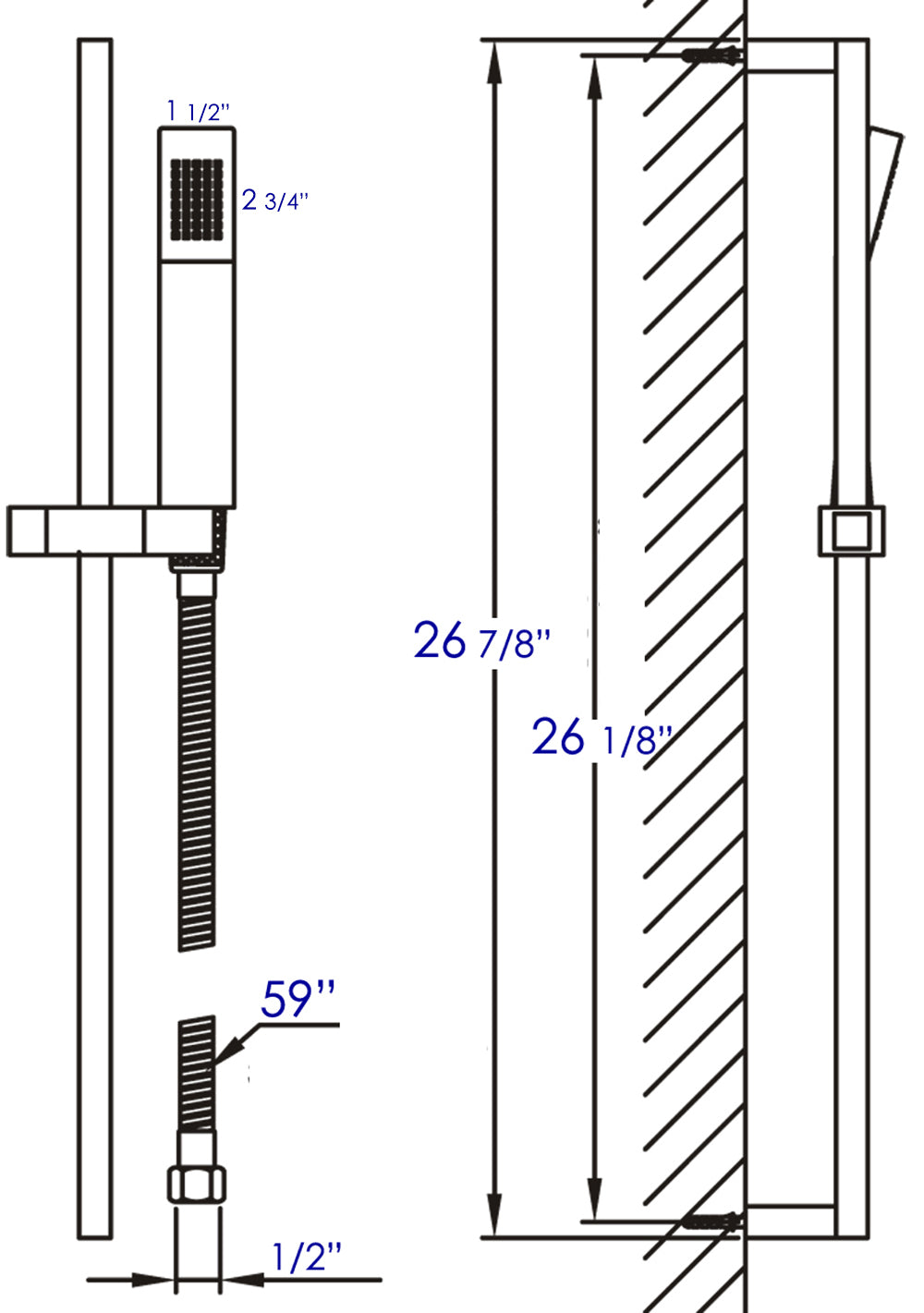 ALFI Brand - Brushed Nickel Sliding Rail Hand Held Shower Head Set with Hose | AB7606-BN