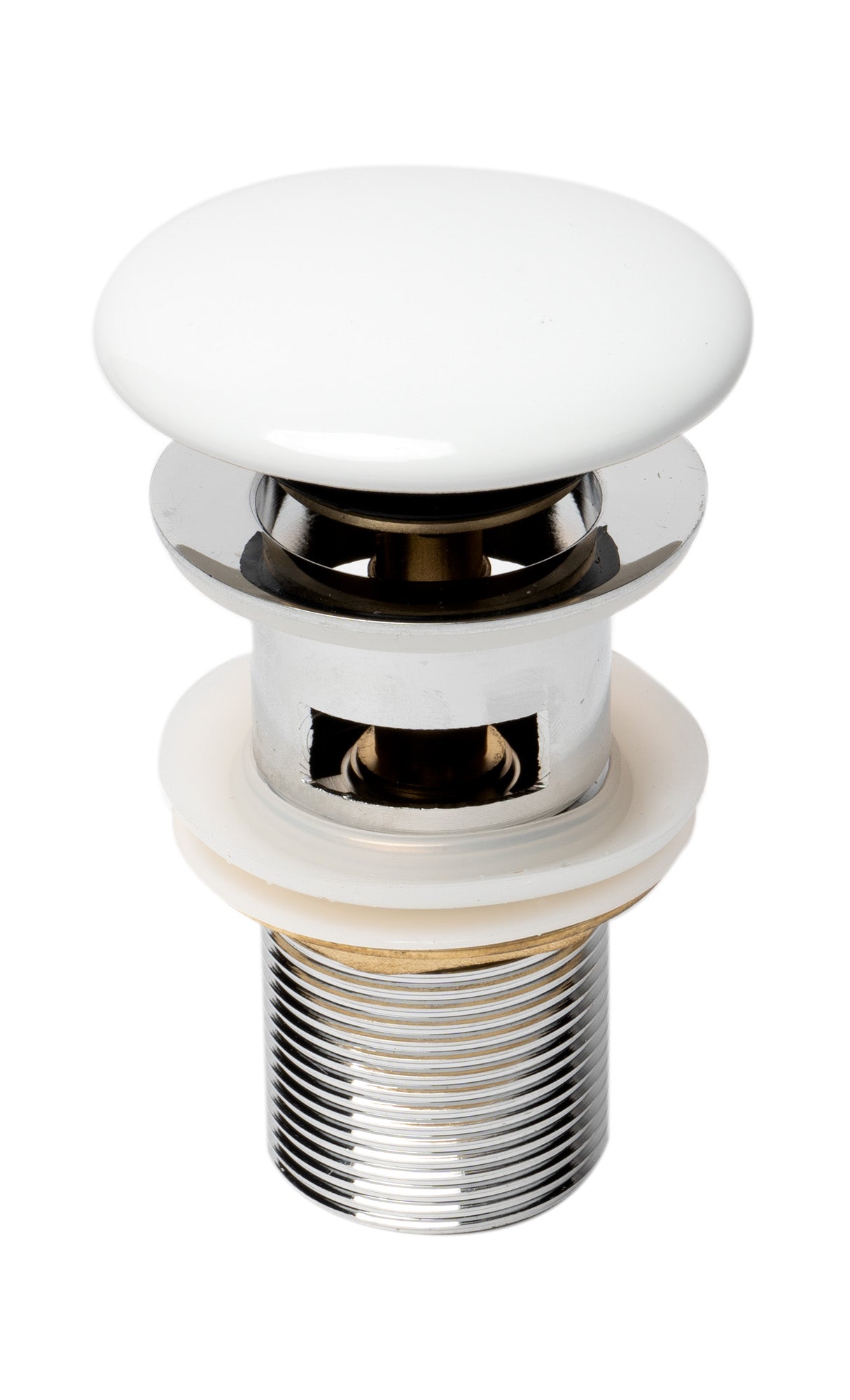ALFI Brand - White Ceramic Mushroom Top Pop Up Drain for Sinks with Overflow | AB8056-W