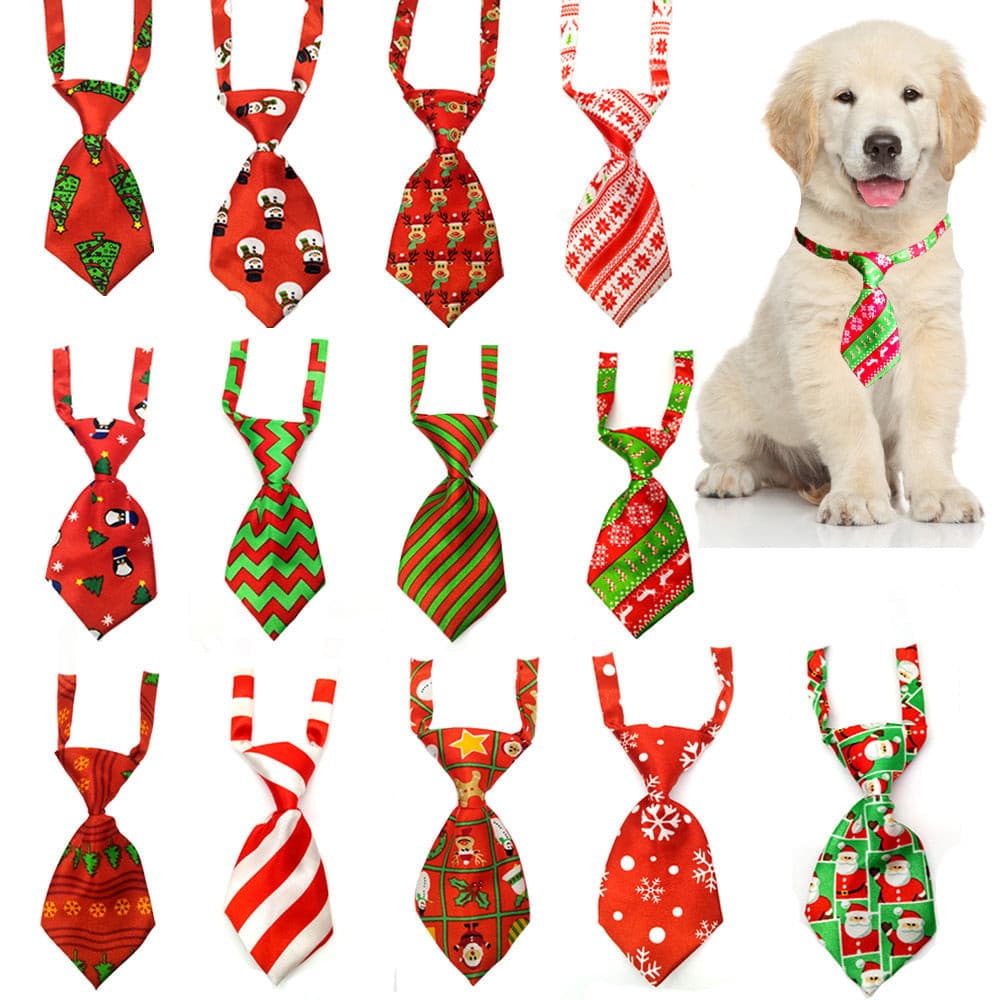 Christmas Neck Ties W-Adjustable Collar - Small - Medium Set of 10
