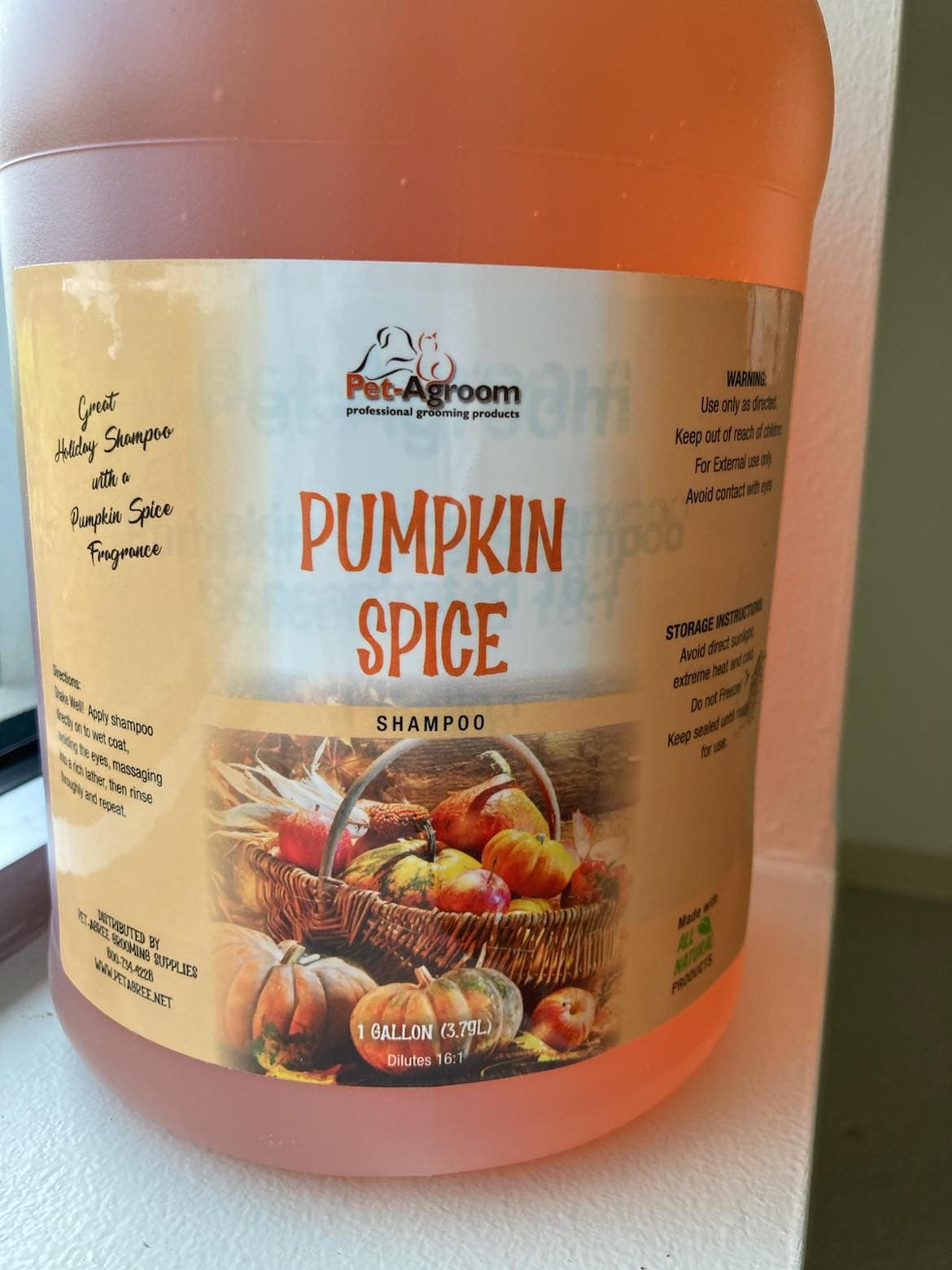 Pet-Agroom Pumpkin Spice Shampoo 16:1 - Gallon