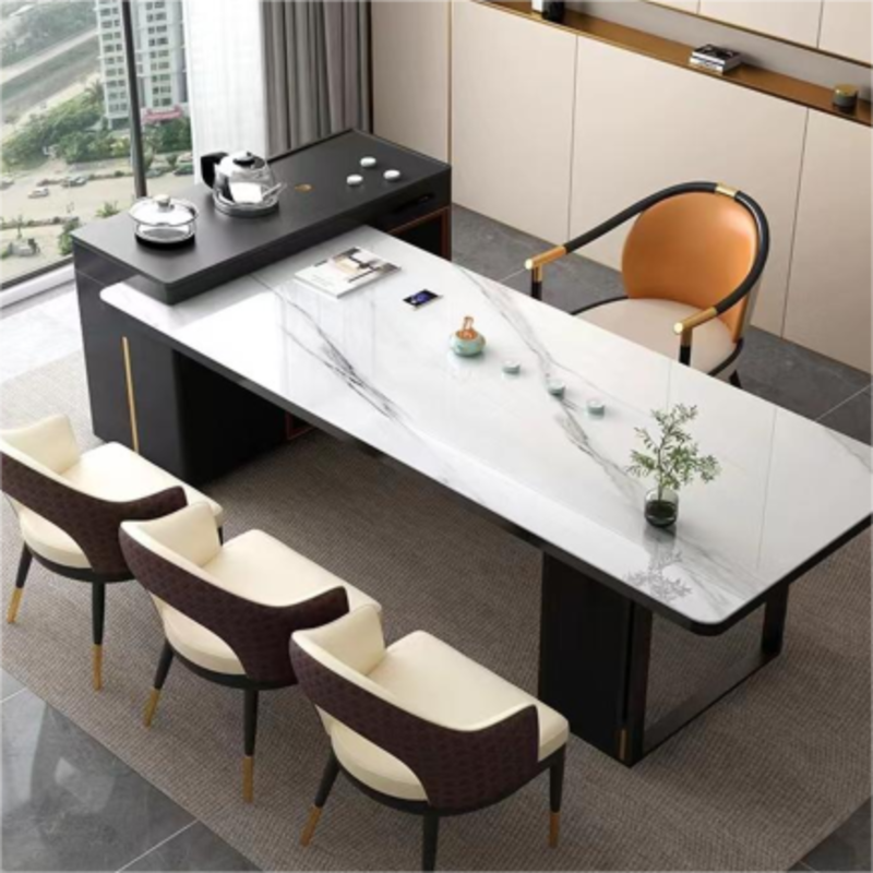 island table with black stainless steel base