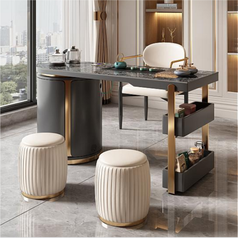 island table with column storage space