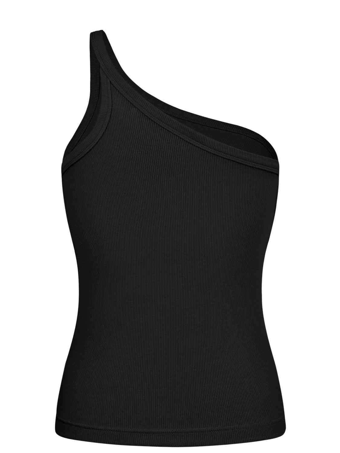 Rachel Ribbed One-Shoulder Tank