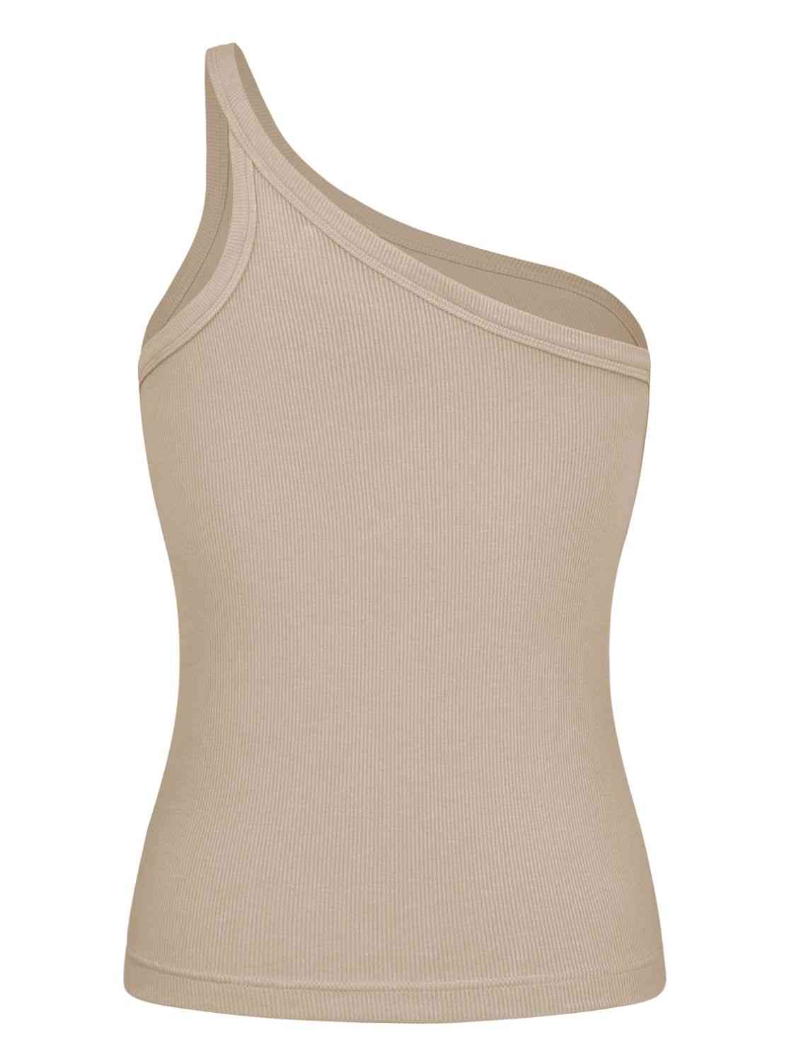 Rachel Ribbed One-Shoulder Tank