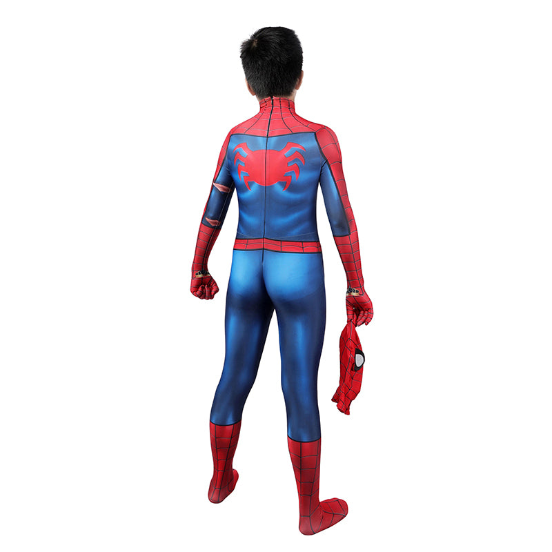 The Amazing Spider-Man PS5 Cosplay Costume Kids Peter Parker Classic Jumpsuit Damaged Version