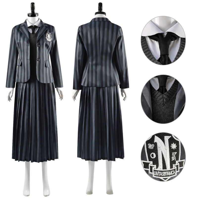 Wednesday Addams Costumes 2022 Wednesday Addams Uniform Cosplay Outfit Becostume