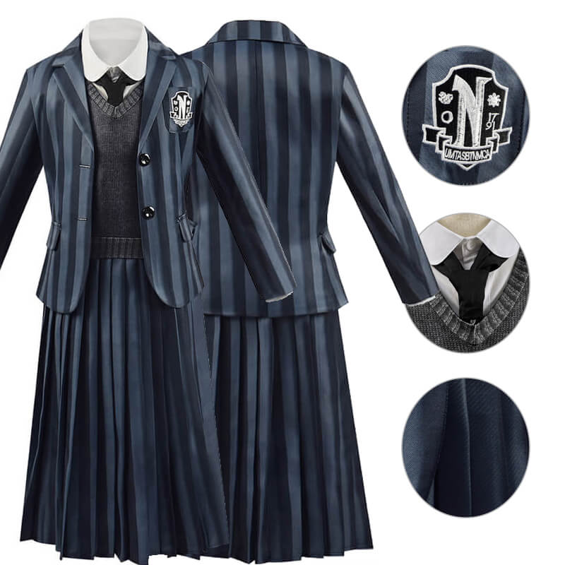 Kids Wednesday Uniform 2022 Wednesday Addams Cosplay Outfit 2022 Becostume