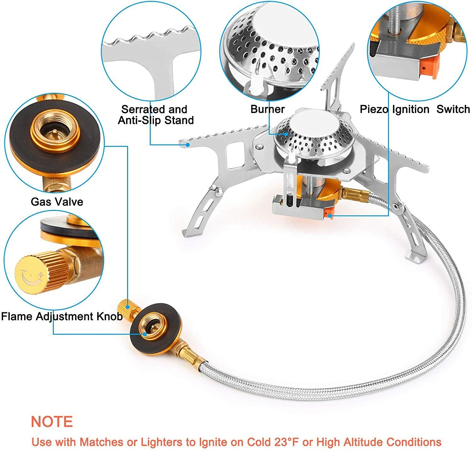 3700W Ultralight Portable Gas Stove with Piezo Ignition + Burner and Case