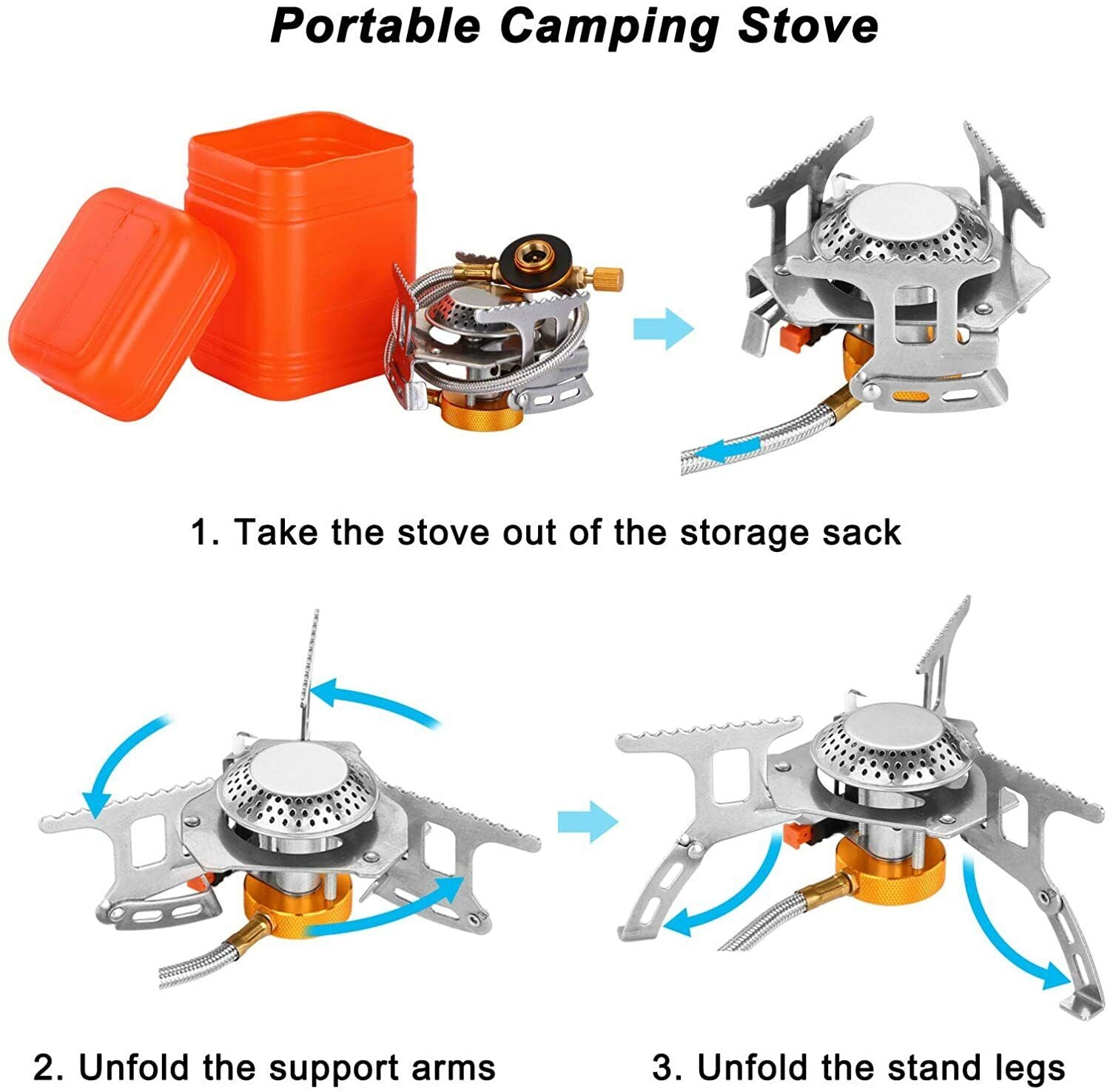 3700W Ultralight Portable Gas Stove with Piezo Ignition + Burner and Case