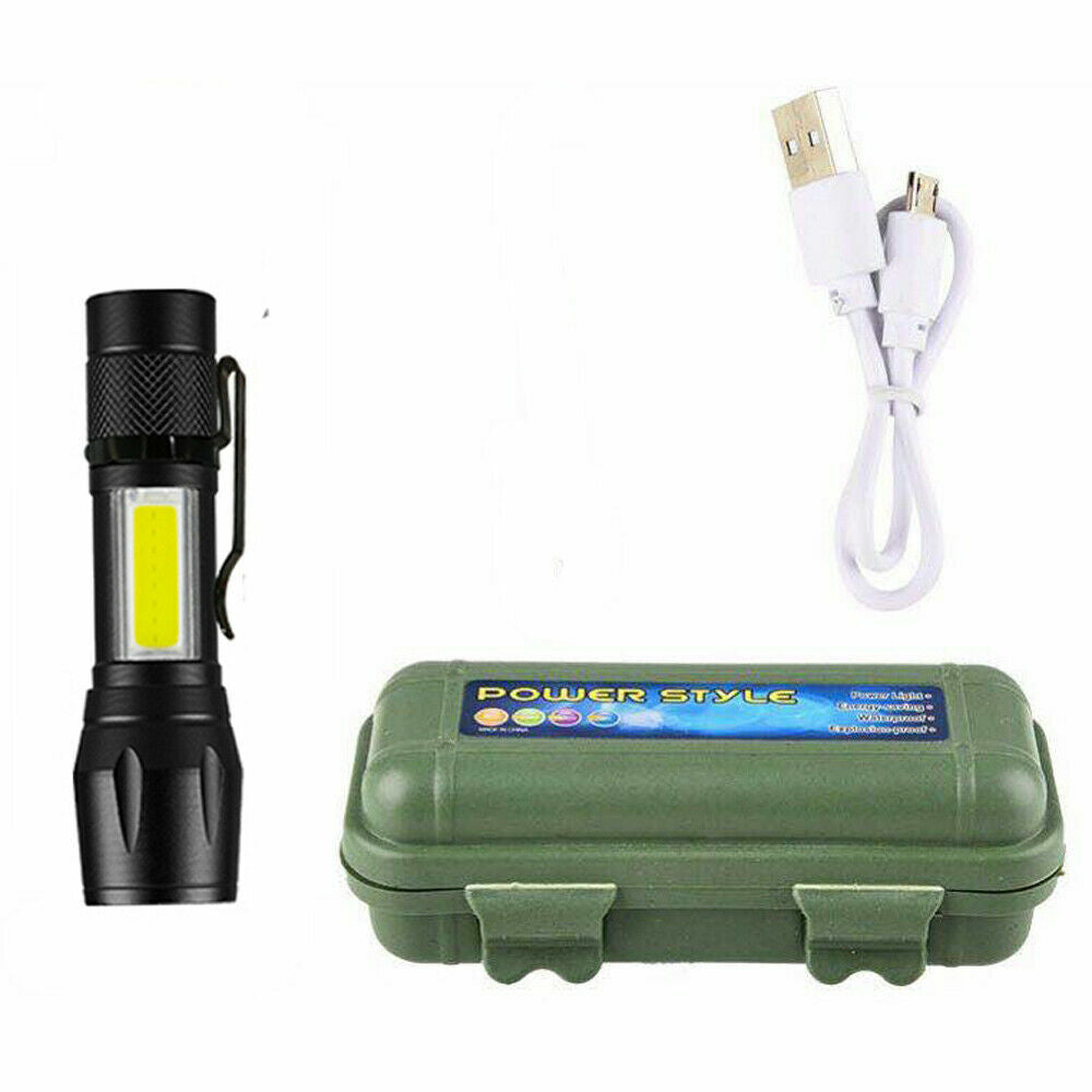 Mini Rechargeable Tactical High Power Flashlight with COB Light