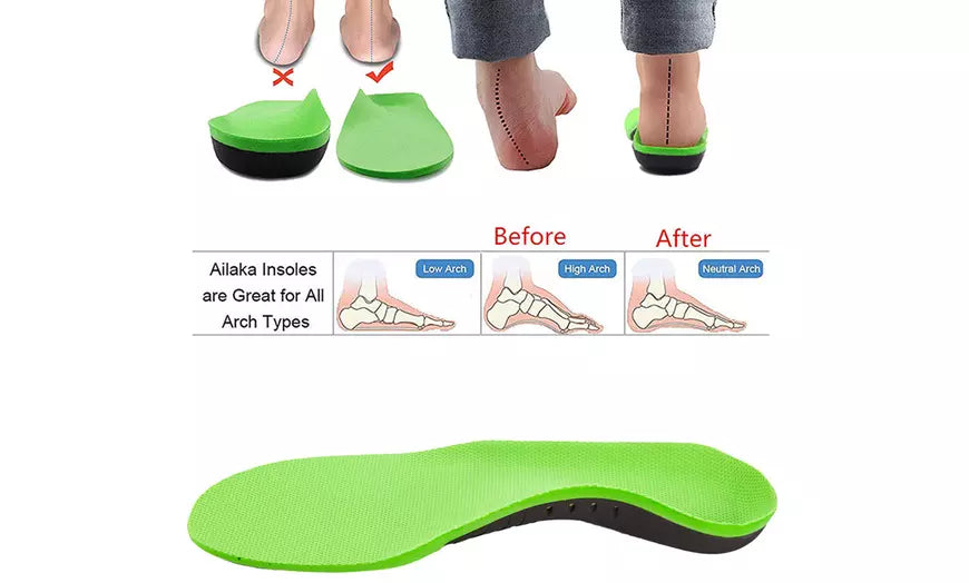 High Arch Heel Support Plantar Flat Feet Orthotic Insoles Inserts Pad