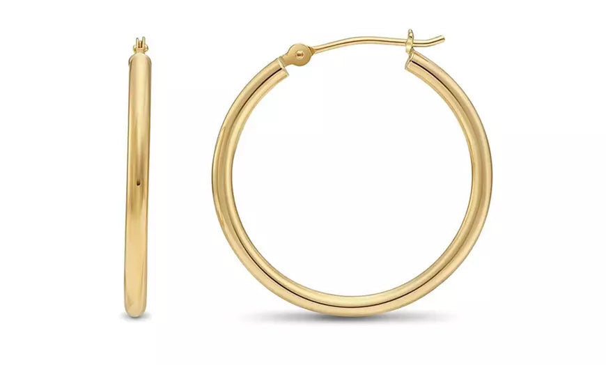 High-Polish Hoop Earrings in 14K Gold Bonded by Moricci