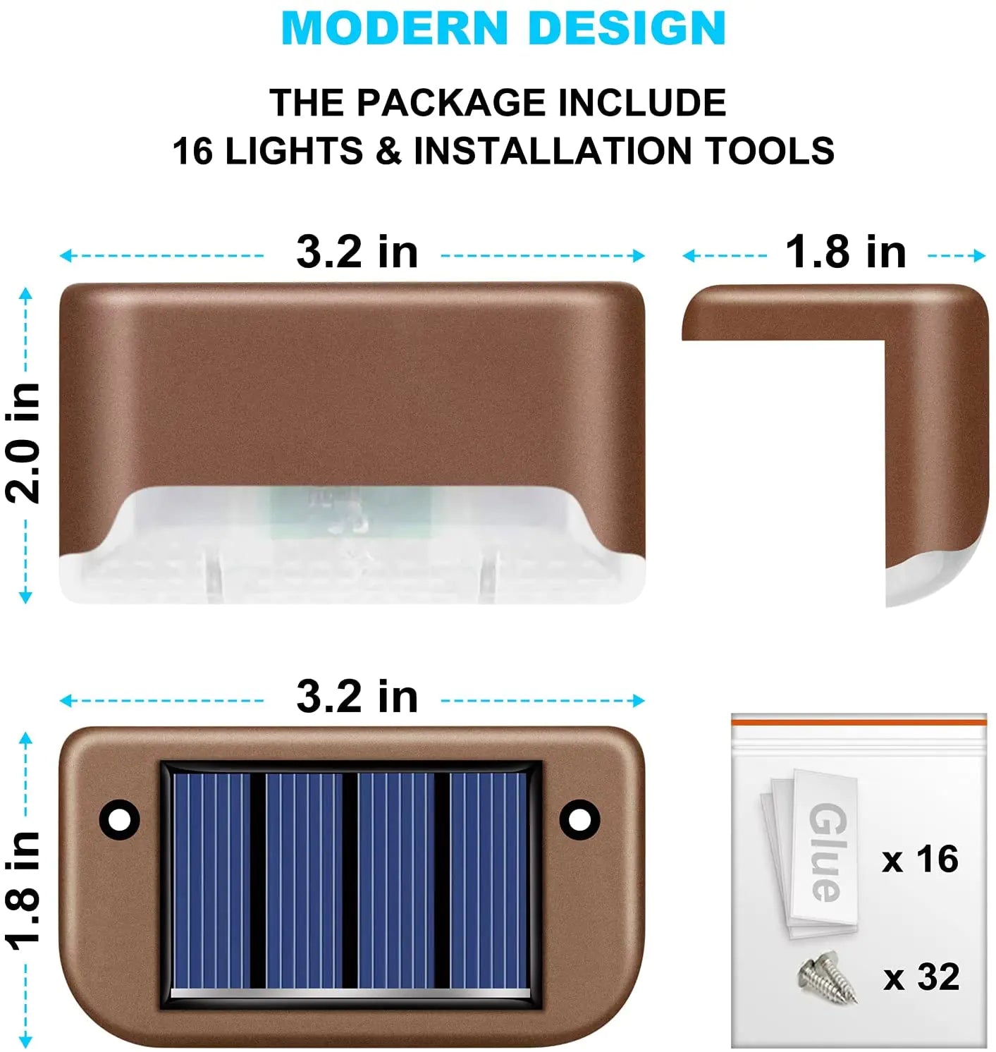 Waterproof Solar Deck Step Lights