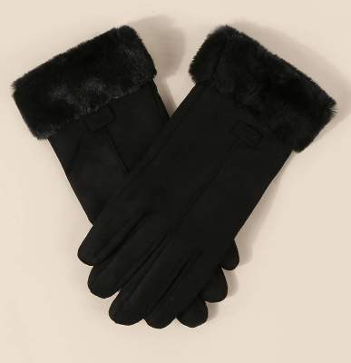 Black Plush Gloves