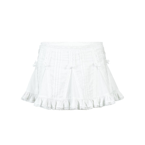 Nodress White Lace Trim Cotton Mini Skirt – Nφdress