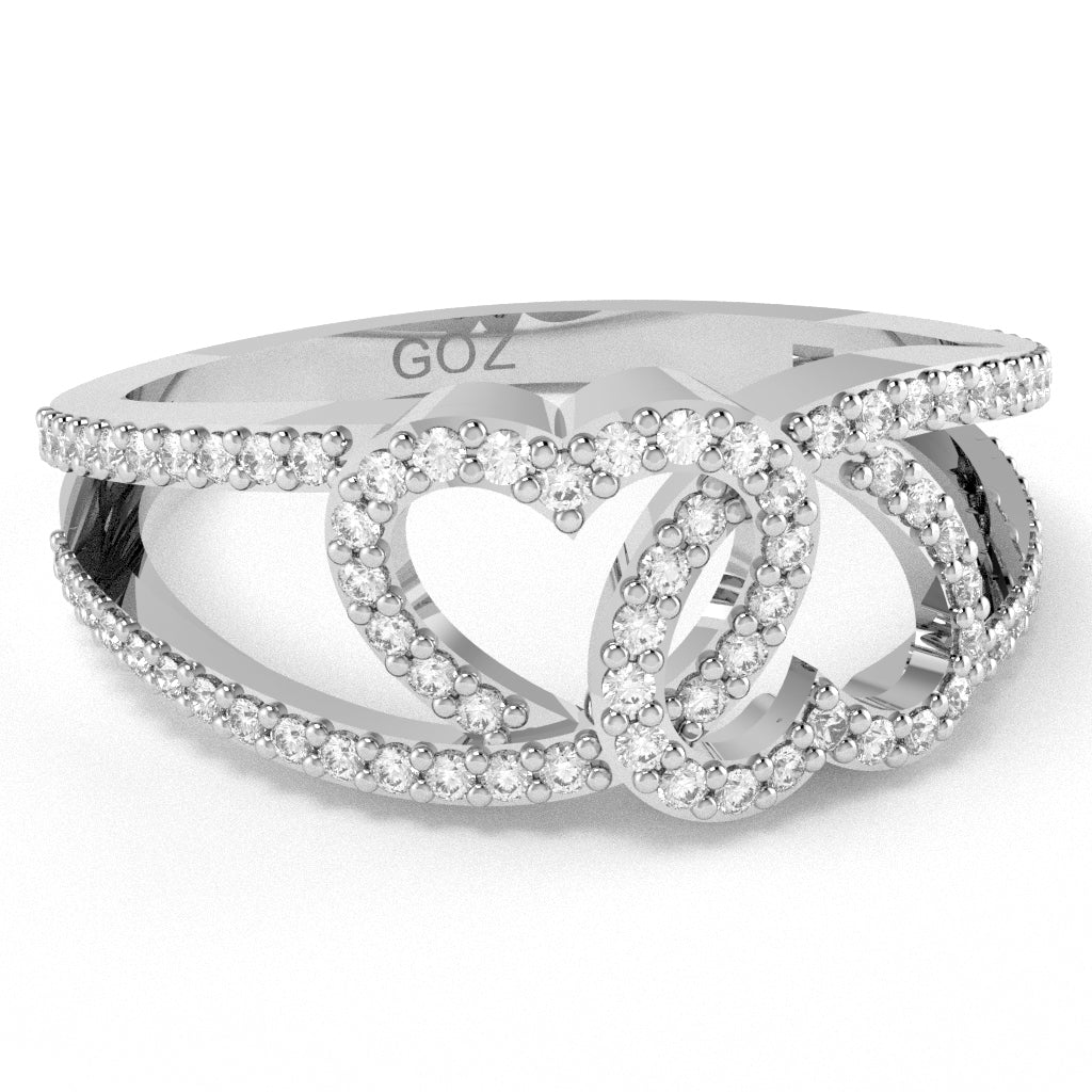 2 Hearts True Love Diamond Cocktail Ring In 10k White Gold